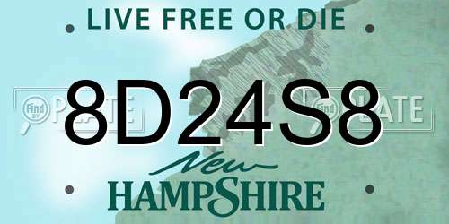 8D24S8 New Hampshire License Plate