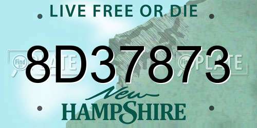8D37873 New Hampshire License Plate