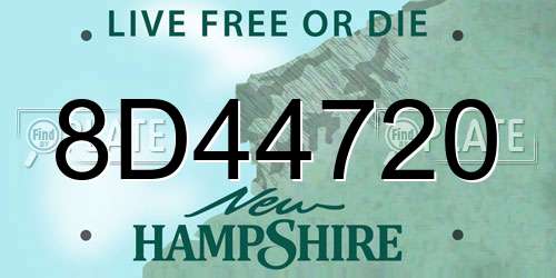 8D44720 New Hampshire License Plate
