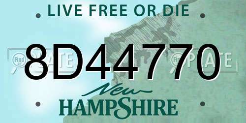 8D44770 New Hampshire License Plate