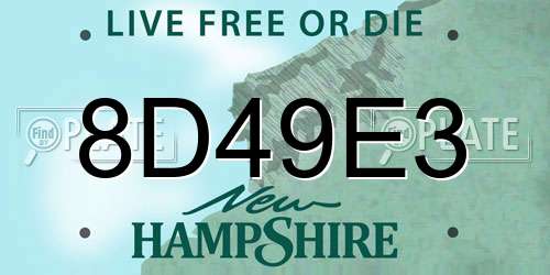 8D49E3 New Hampshire License Plate