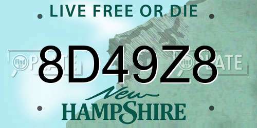8D49Z8 New Hampshire License Plate