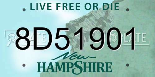 8D51901 New Hampshire License Plate