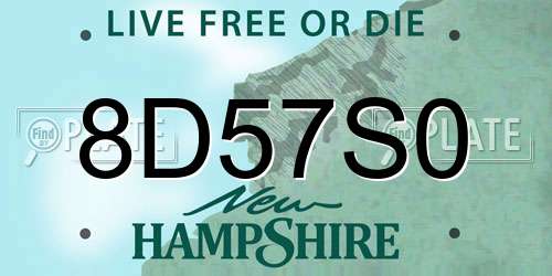 8D57S0 New Hampshire License Plate