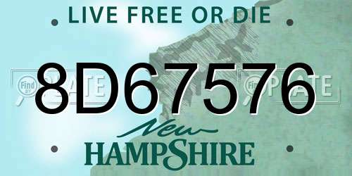 8D67576 New Hampshire License Plate