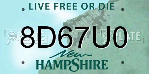 8D67U0 New Hampshire License Plate