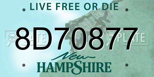 8D70877 New Hampshire License Plate