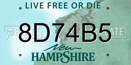 8D74B5 New Hampshire License Plate