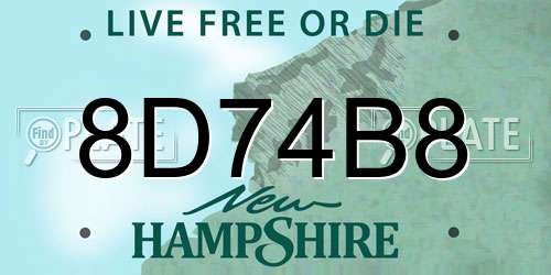 8D74B8 New Hampshire License Plate