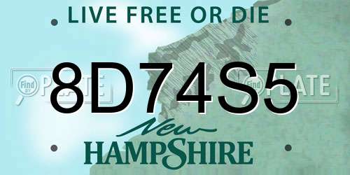 8D74S5 New Hampshire License Plate