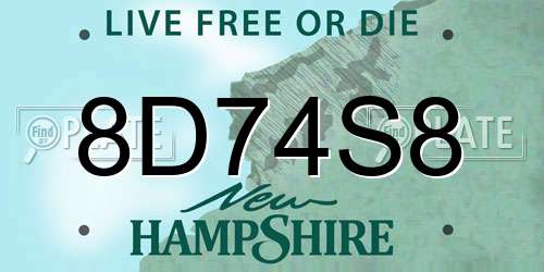 8D74S8 New Hampshire License Plate