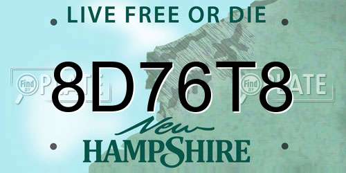 8D76T8 New Hampshire License Plate