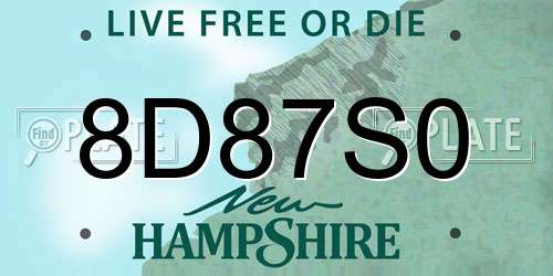 8D87S0 New Hampshire License Plate