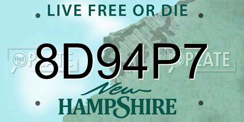 8D94P7 New Hampshire License Plate