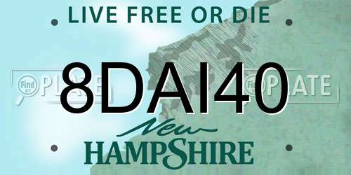 8DAI40 New Hampshire License Plate