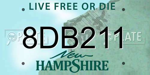 8DB211 New Hampshire License Plate