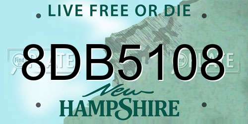 8DB5108 New Hampshire License Plate
