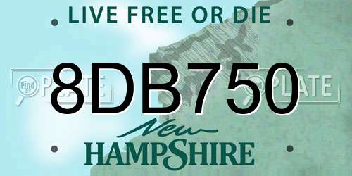 8DB750 New Hampshire License Plate