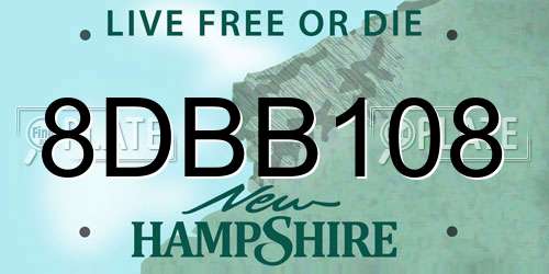 8DBB108 New Hampshire License Plate