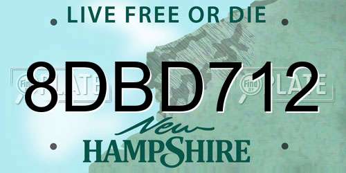 8DBD712 New Hampshire License Plate