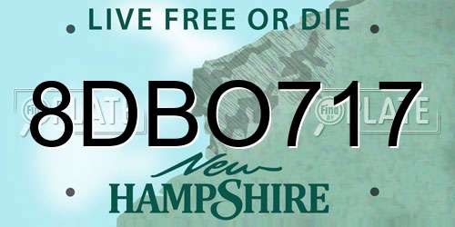 8DBO717 New Hampshire License Plate