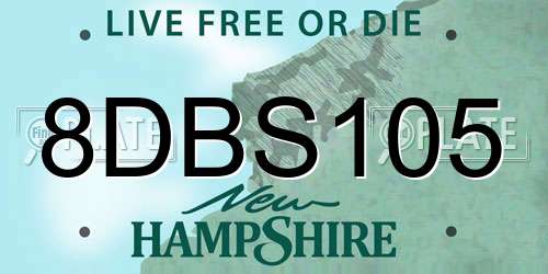 8DBS105 New Hampshire License Plate