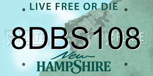 8DBS108 New Hampshire License Plate