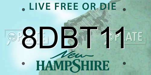 8DBT11 New Hampshire License Plate