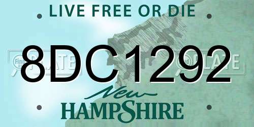 8DC1292 New Hampshire License Plate
