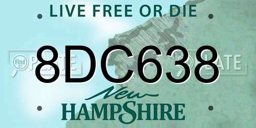 8DC638 New Hampshire License Plate