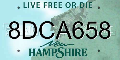 8DCA658 New Hampshire License Plate