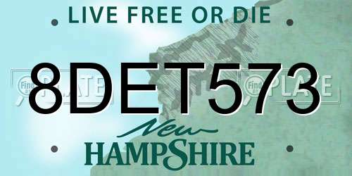 8DET573 New Hampshire License Plate