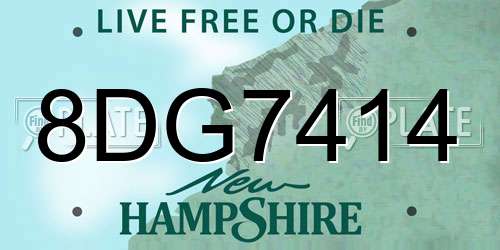 8DG7414 New Hampshire License Plate