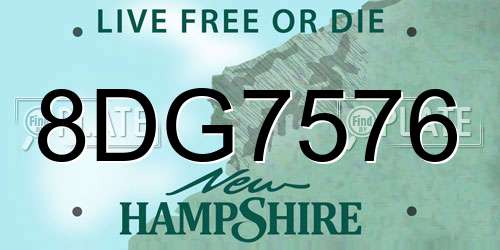 8DG7576 New Hampshire License Plate