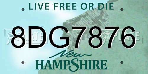 8DG7876 New Hampshire License Plate