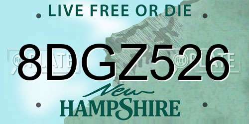 8DGZ526 New Hampshire License Plate