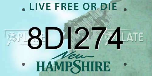 8DI274 New Hampshire License Plate