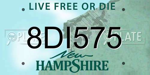 8DI575 New Hampshire License Plate