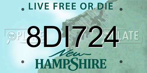 8DI724 New Hampshire License Plate
