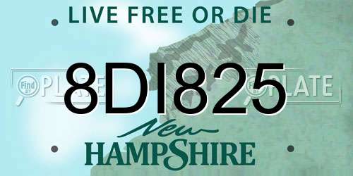 8DI825 New Hampshire License Plate
