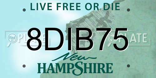 8DIB75 New Hampshire License Plate