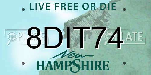 8DIT74 New Hampshire License Plate