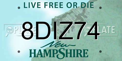 8DIZ74 New Hampshire License Plate