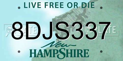 8DJS337 New Hampshire License Plate