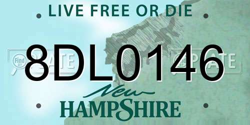 8DL0146 New Hampshire License Plate