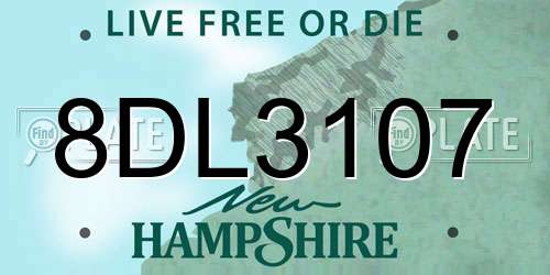 8DL3107 New Hampshire License Plate