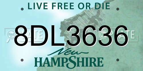 8DL3636 New Hampshire License Plate