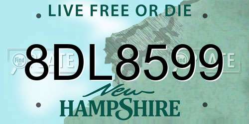 8DL8599 New Hampshire License Plate