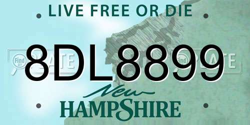 8DL8899 New Hampshire License Plate