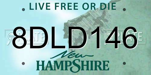 8DLD146 New Hampshire License Plate
